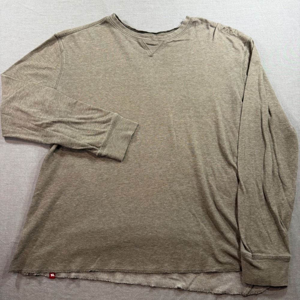 Tony Hawk Thermal Shirt Mens Medium Brown Good Waffle Knit Long Sleeve Skater